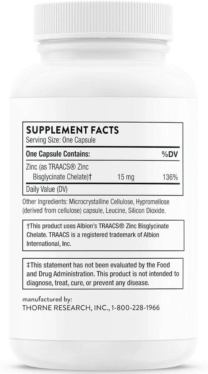 Thorne Zinc Bisglycinate - 15 mg - 60 Capsules
