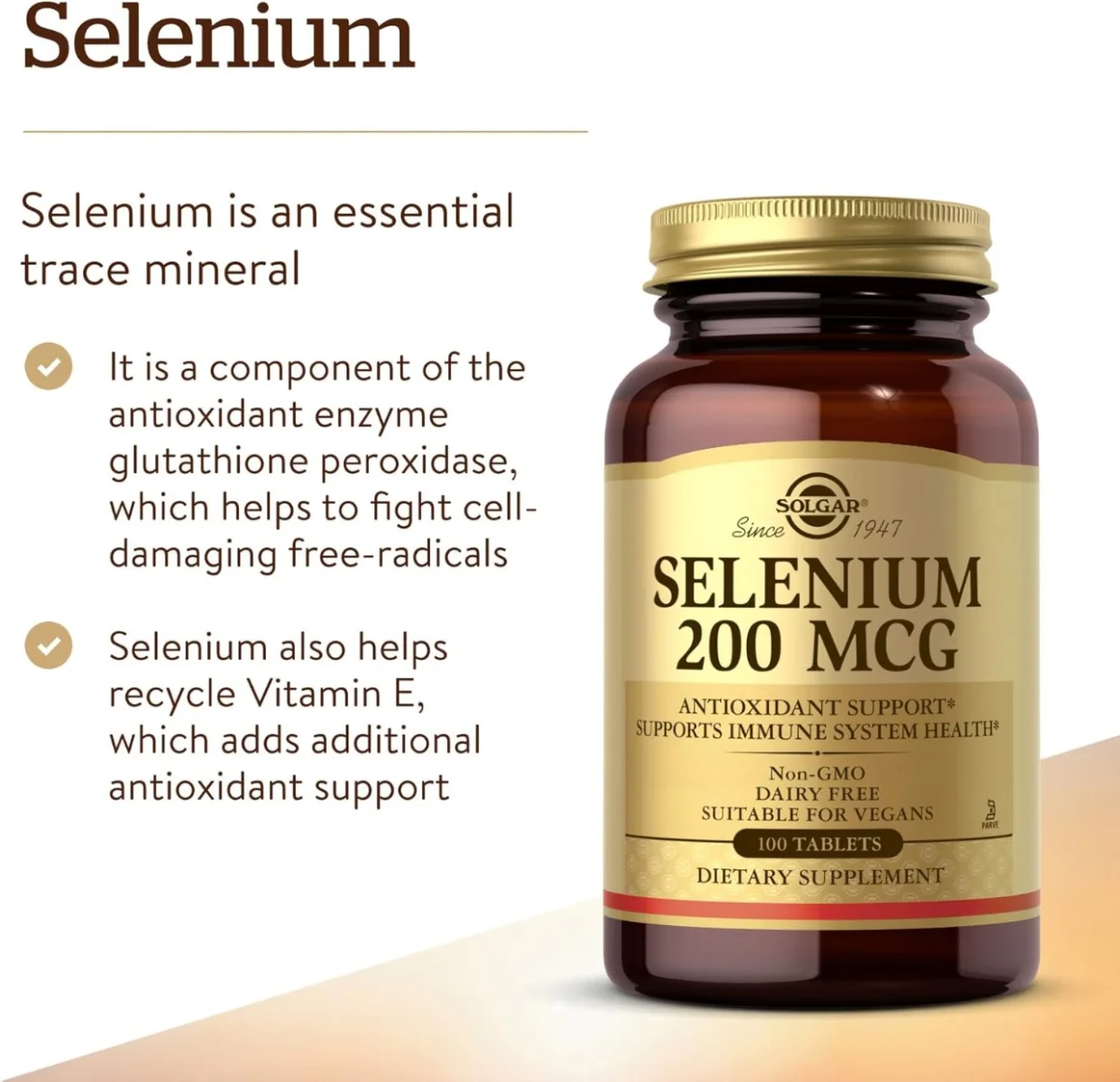 Solgar Selenium - 200 mcg - 100 Tablets