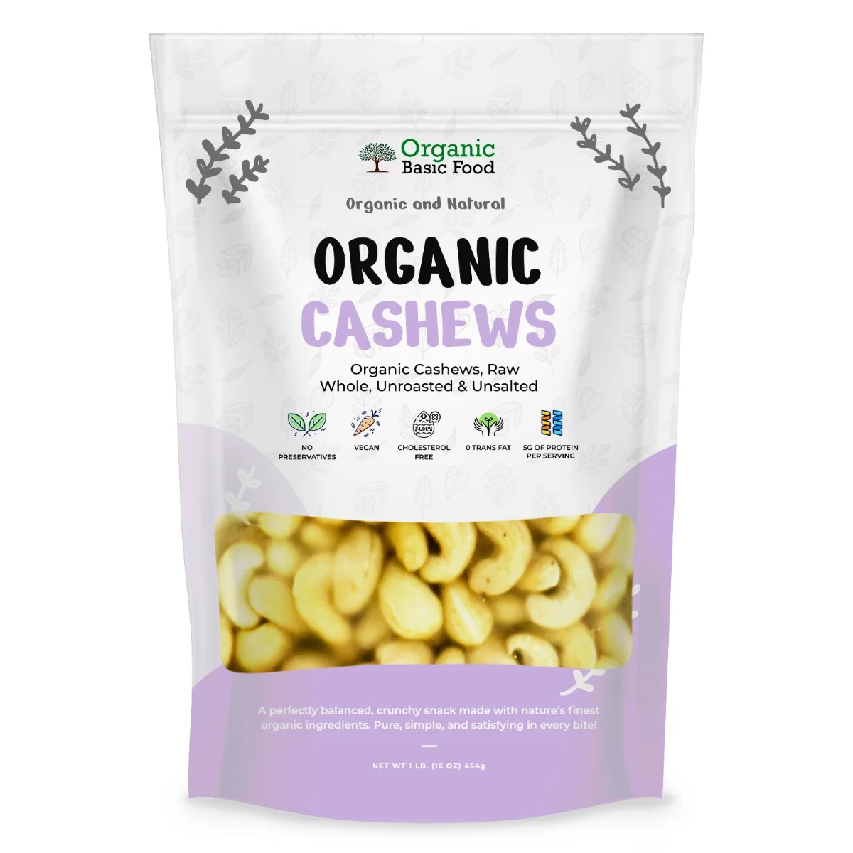 Organic Cashews, Raw, Whole | Non-GMO | Vegan | Gluten-Free - 16 oz