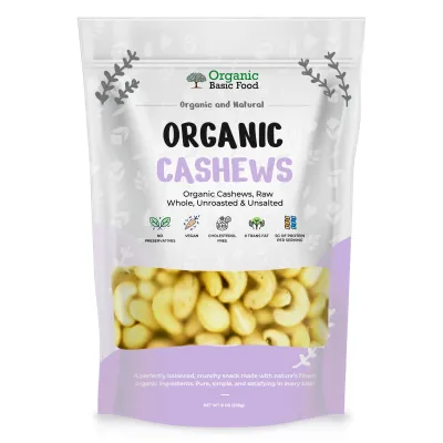 Organic Cashews, Raw, Whole | Non-GMO | Vegan | Gluten-Free - 8 oz