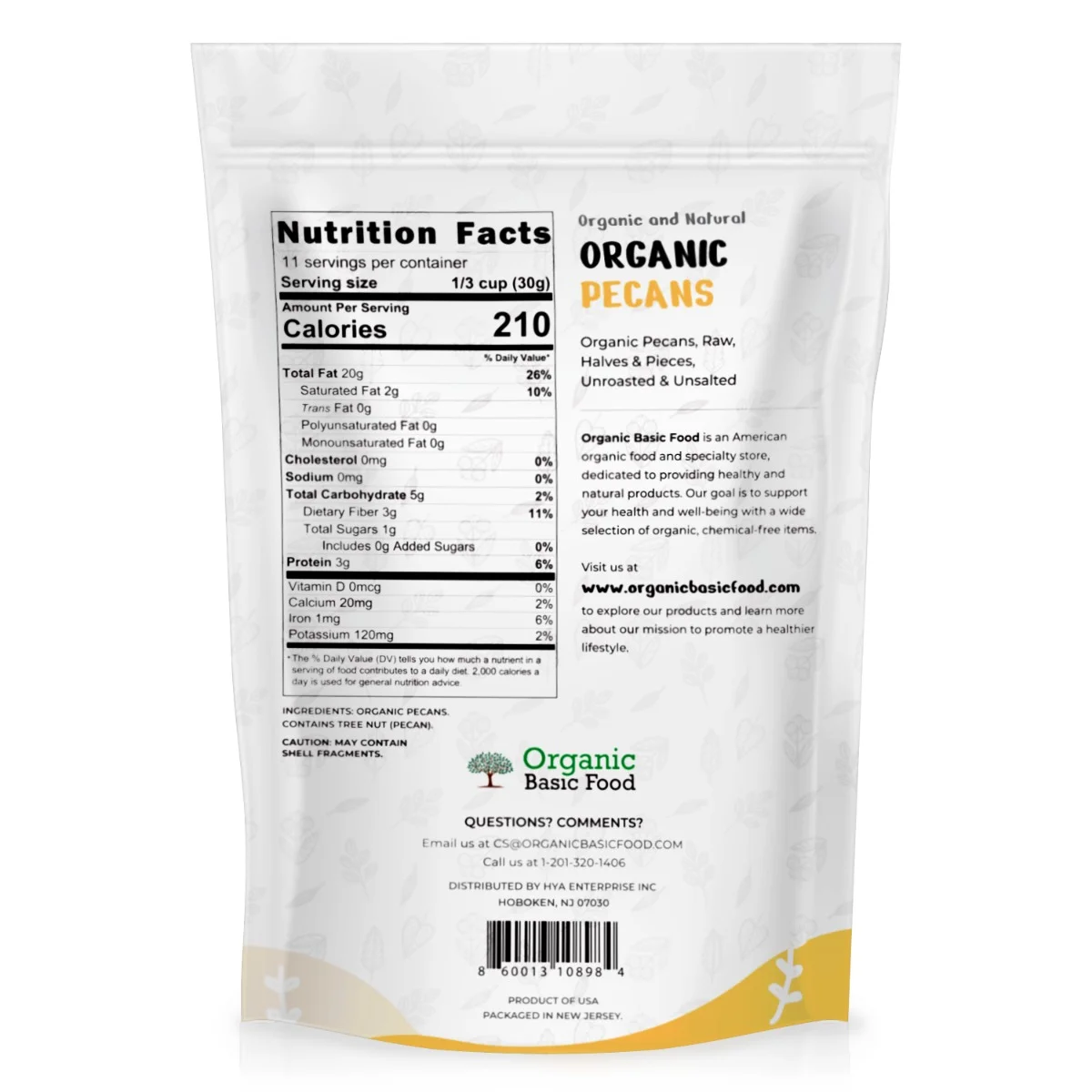 Organic Pecans, Raw, Halves & Pieces | Non-GMO | Vegan | Gluten-Free - 12 oz