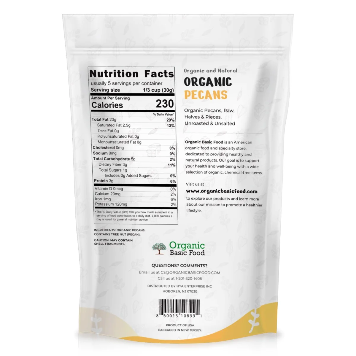 Organic Pecans, Raw, Halves & Pieces | Non-GMO | Vegan | Gluten-Free - 6 oz