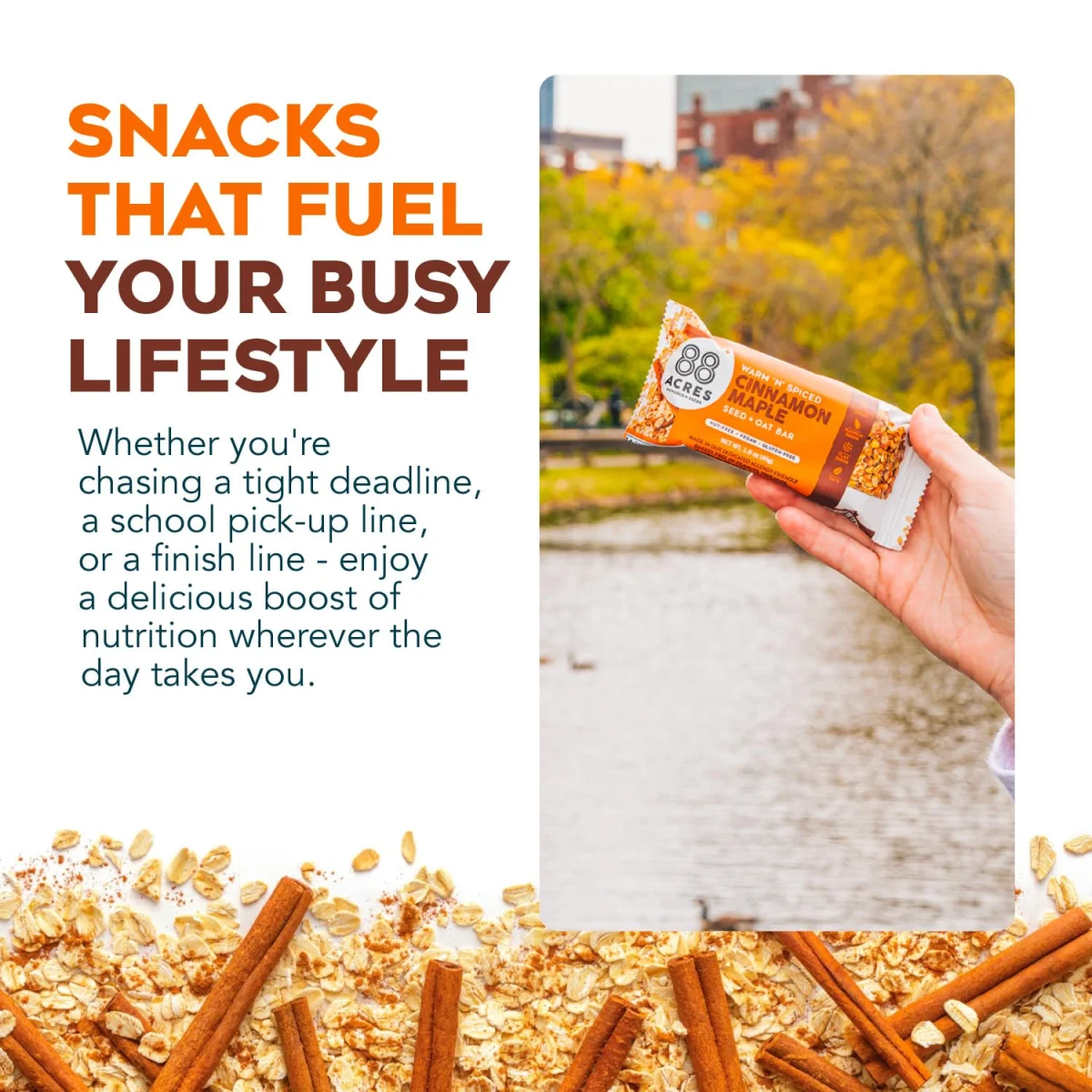 88 Acres Bar Seed Oats N Cinnamon - 1.6 oz