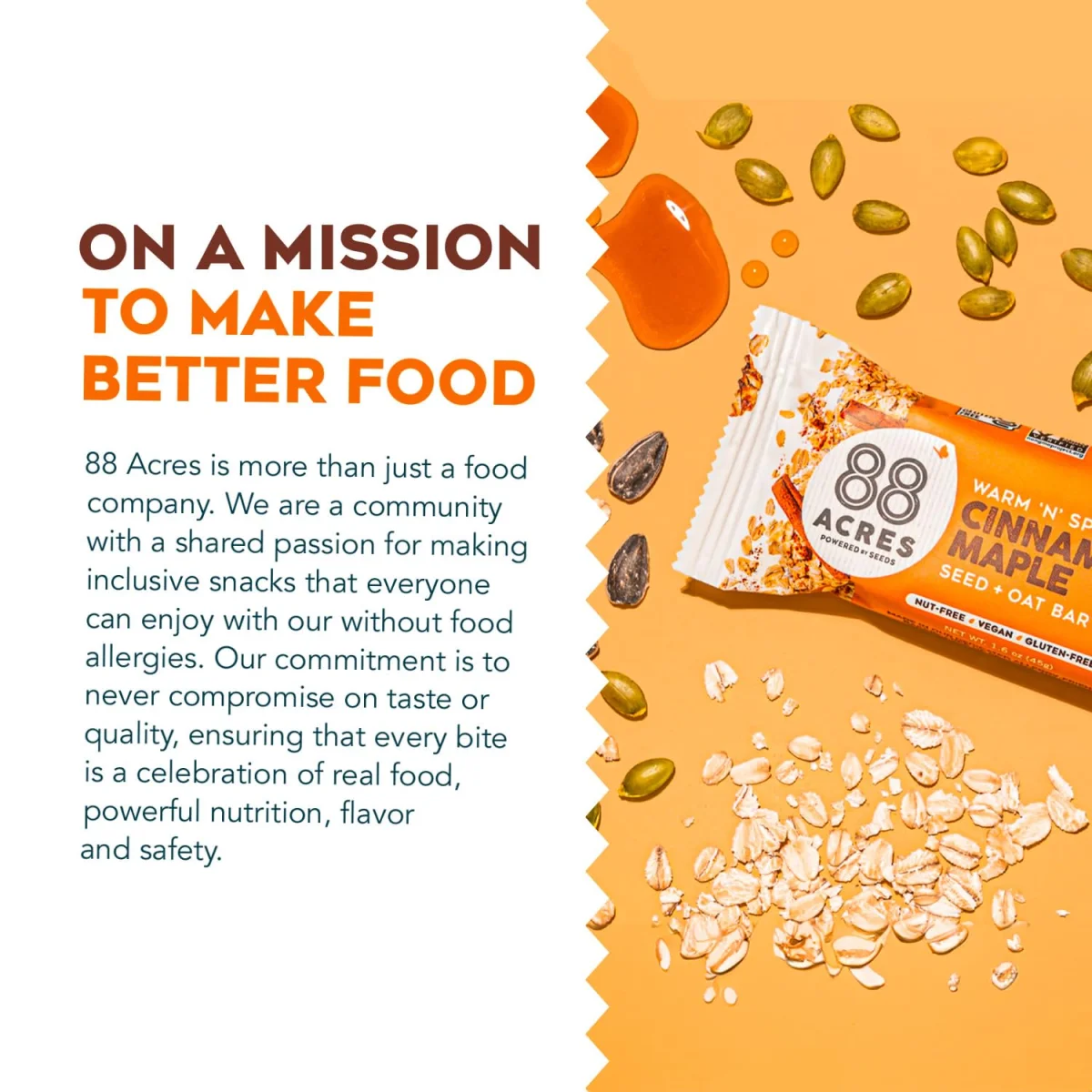 88 Acres Bar Seed Oats N Cinnamon - 1.6 oz