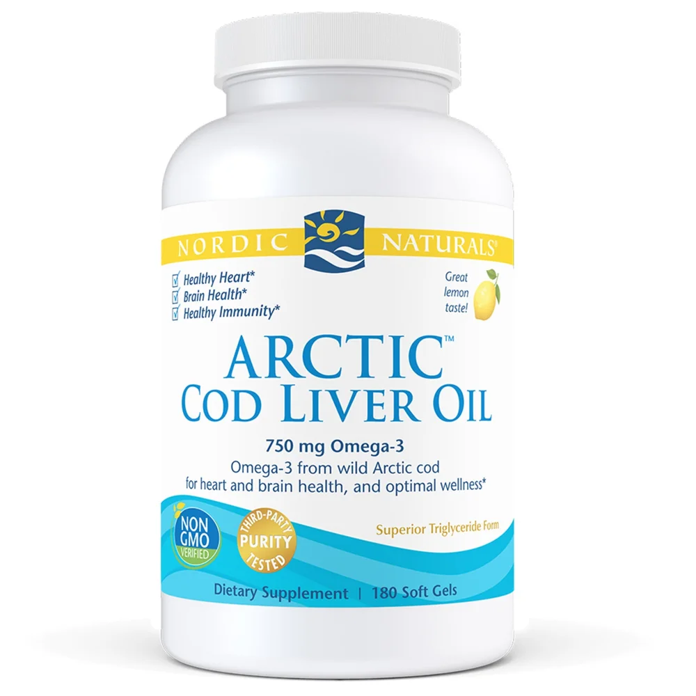 Nordic Naturals Arctic Cod Liver Oil Lemon Fish Oil - 750 mg - 180 Softgels