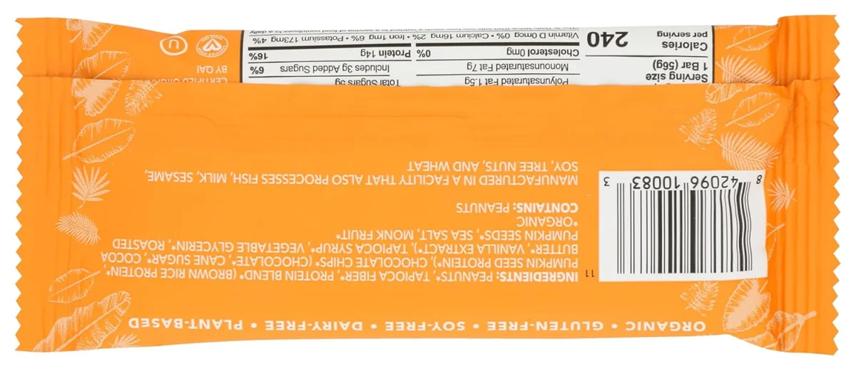 Aloha Organic Plant Based Protein Bar, Peanut Butter Chocolate Chip - 1.98 oz