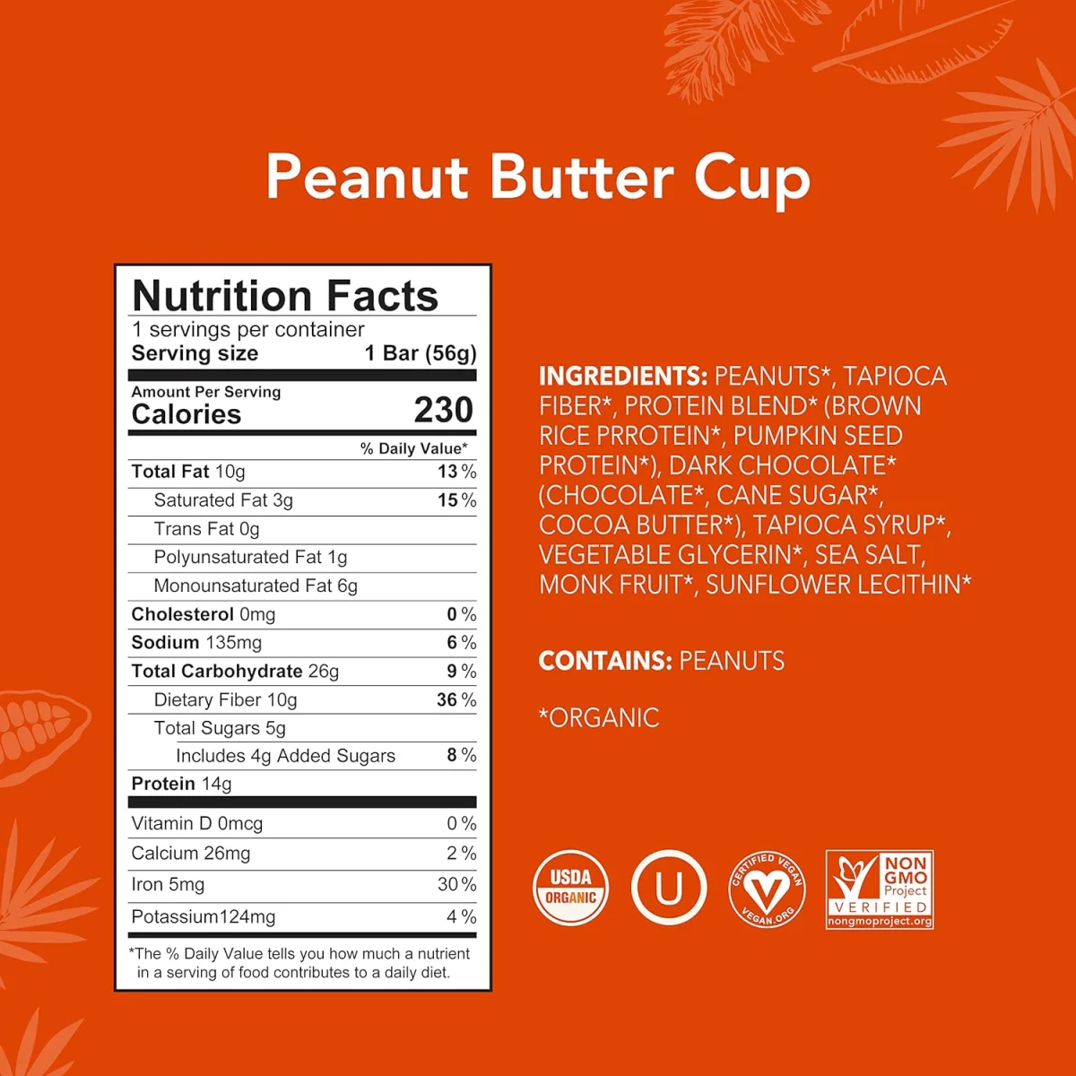 ALOHA Organic Plant Based Protein Bar, Peanut Butter Cup