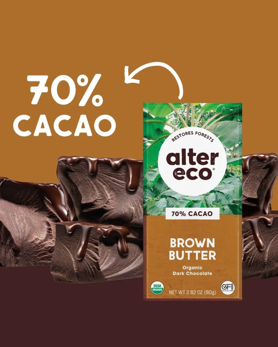 Alter Eco Organic Chocolate Salted Brown Butter 70% Cacao Bar