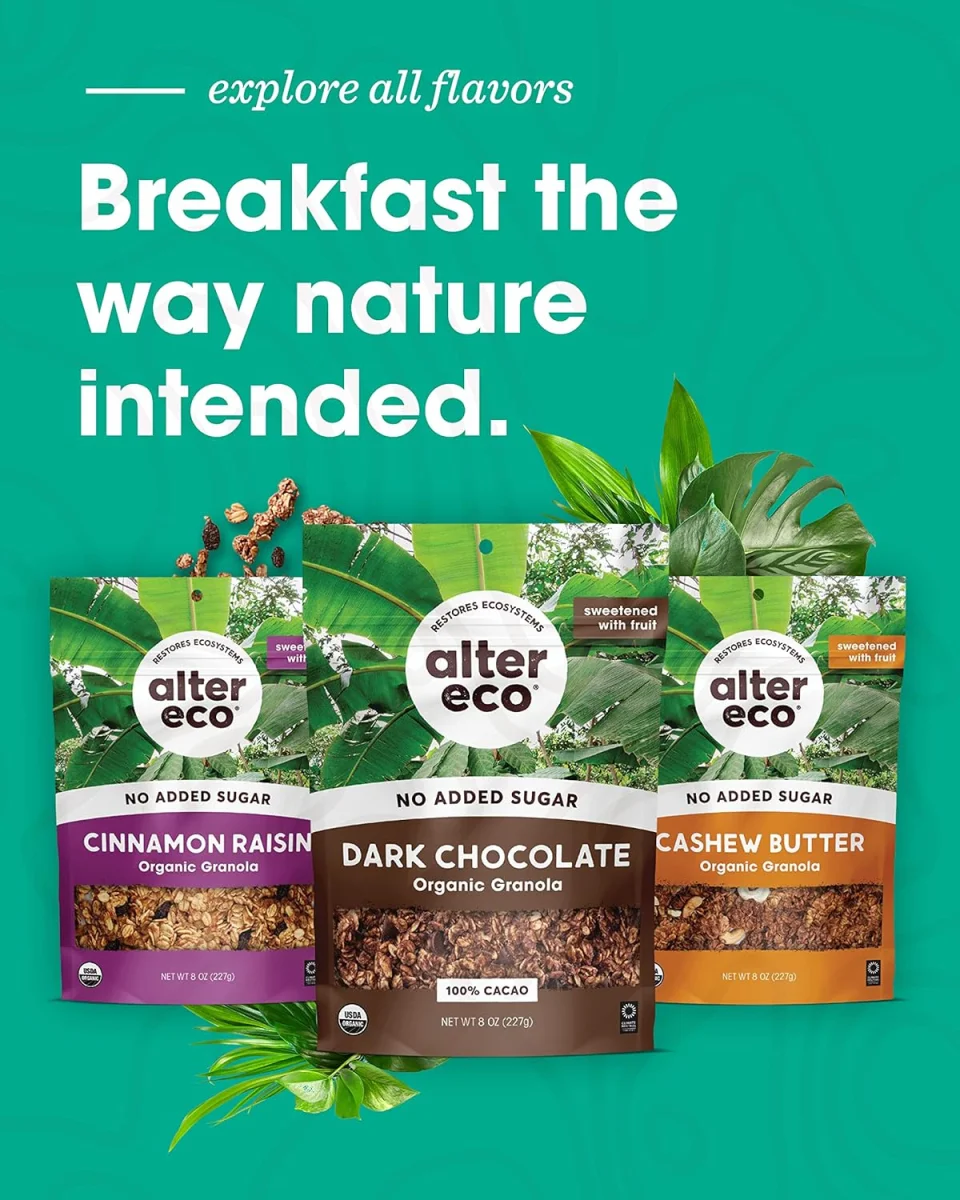 Alter Eco Organic No Added Sugar Granola, Dark Chocolate - 8 oz