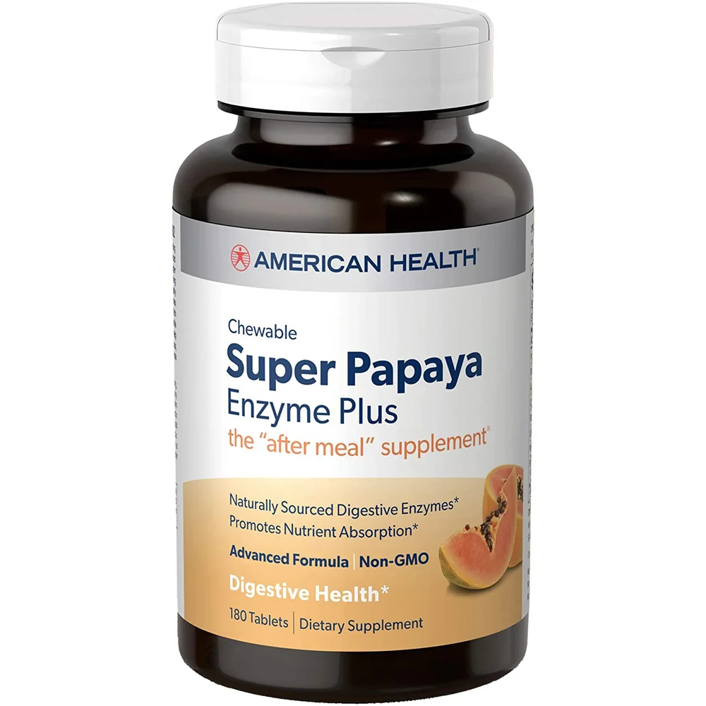 American Health Super Papaya Enzyme Plus Chewable - 180 Chewable Tablets
