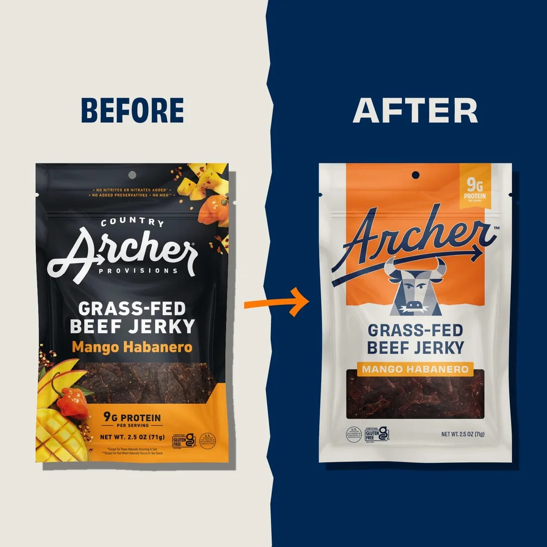 Country Archer Grass-Fed Beef Jerky, Mango Habanero - 2.5 oz