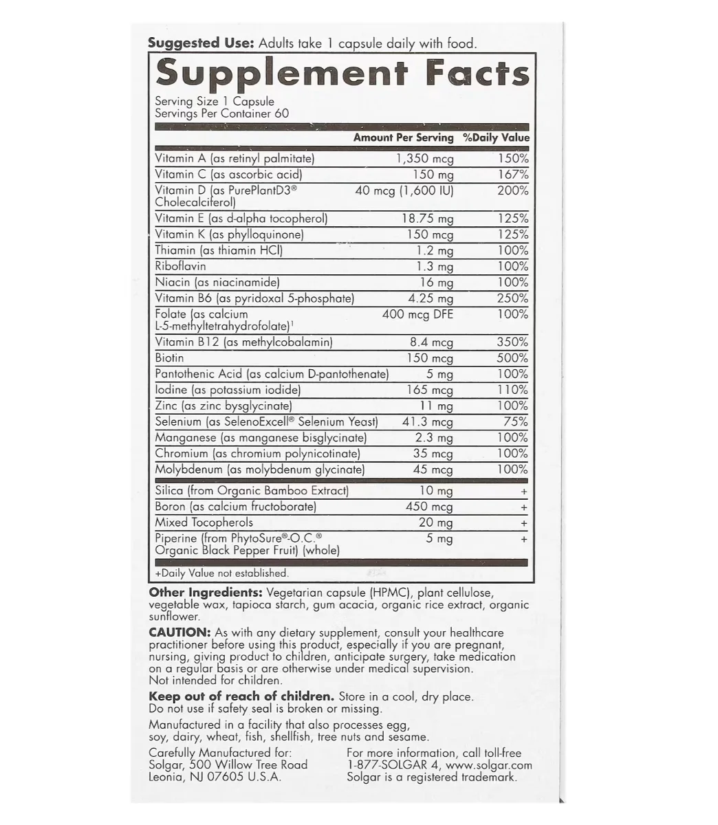 Solgar, One Daily Women's Multi 50+, 60 Capsules