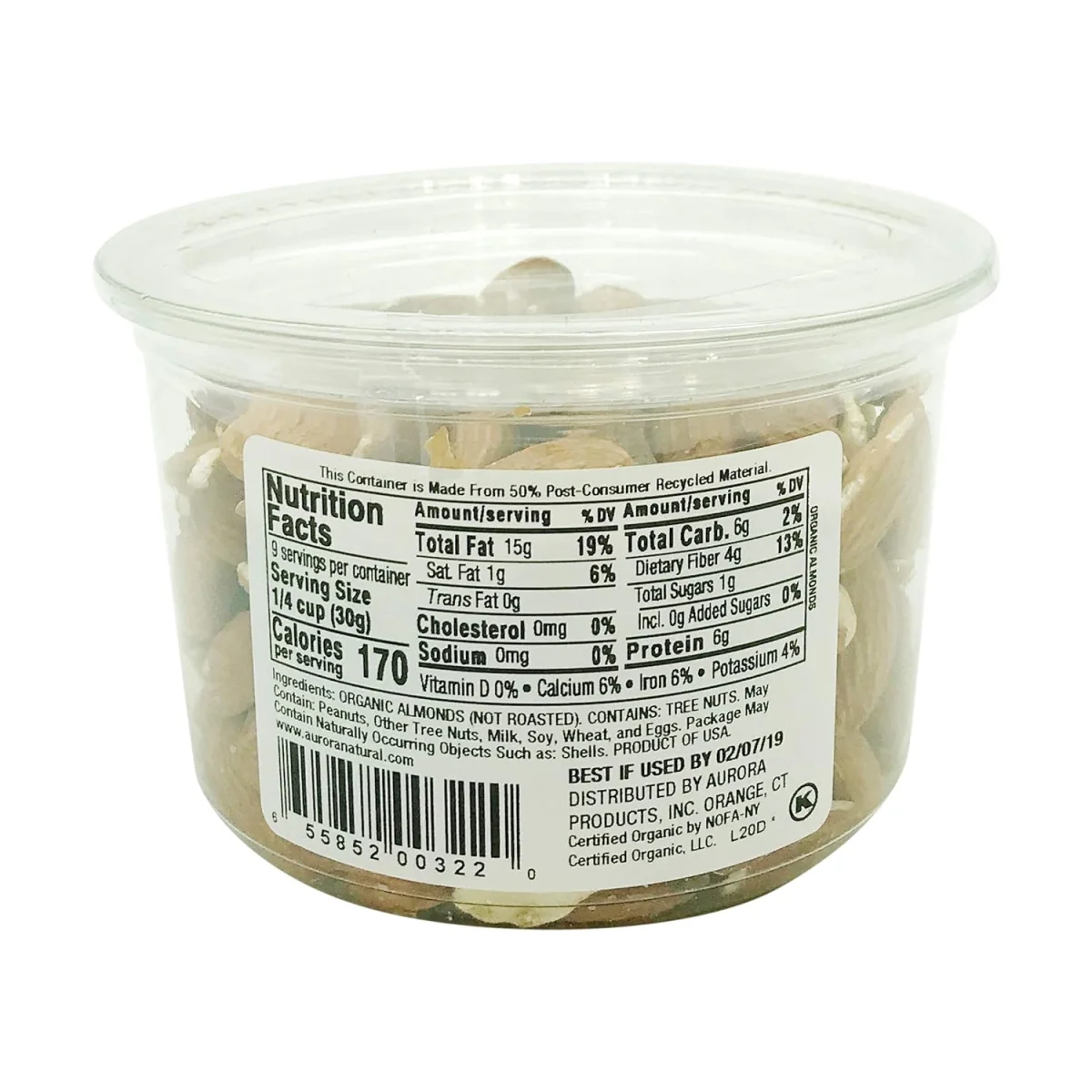 Aurora Products Organic Almonds, Raw - 9.5 oz