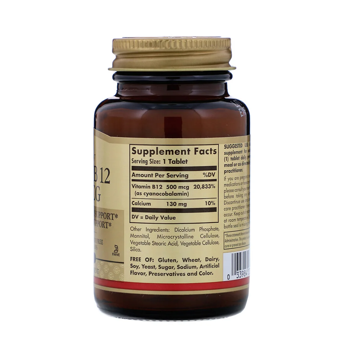 Solgar Vitamin B12 - 500 mcg - 100 Tablets