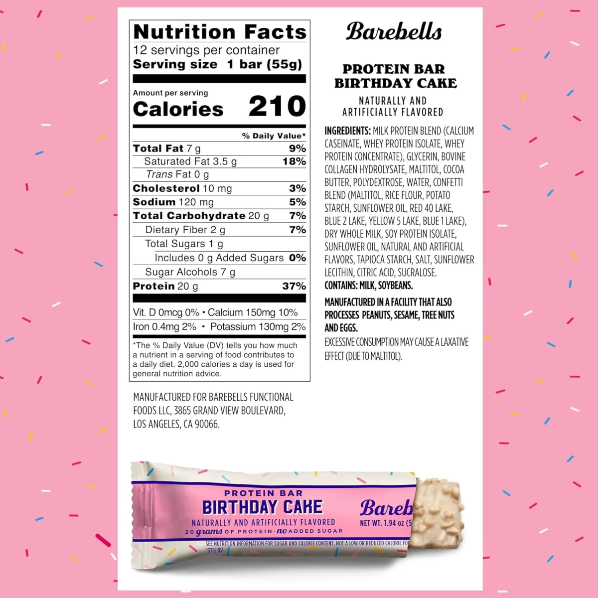 Barebells Protein Bar Birthday Cake - 1.94 oz