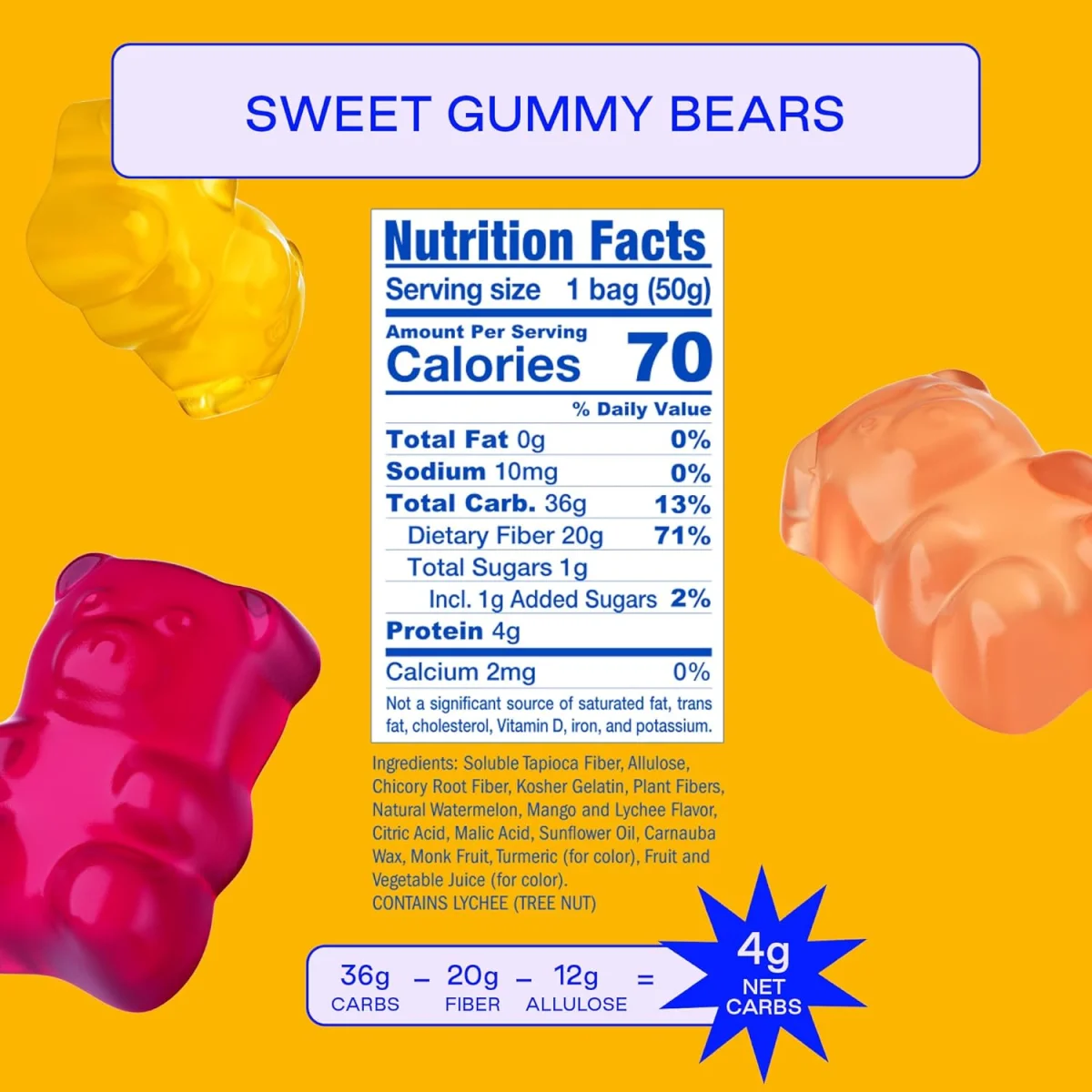 BEHAVE Low Sugar Gummy Candy, Sweet Bears