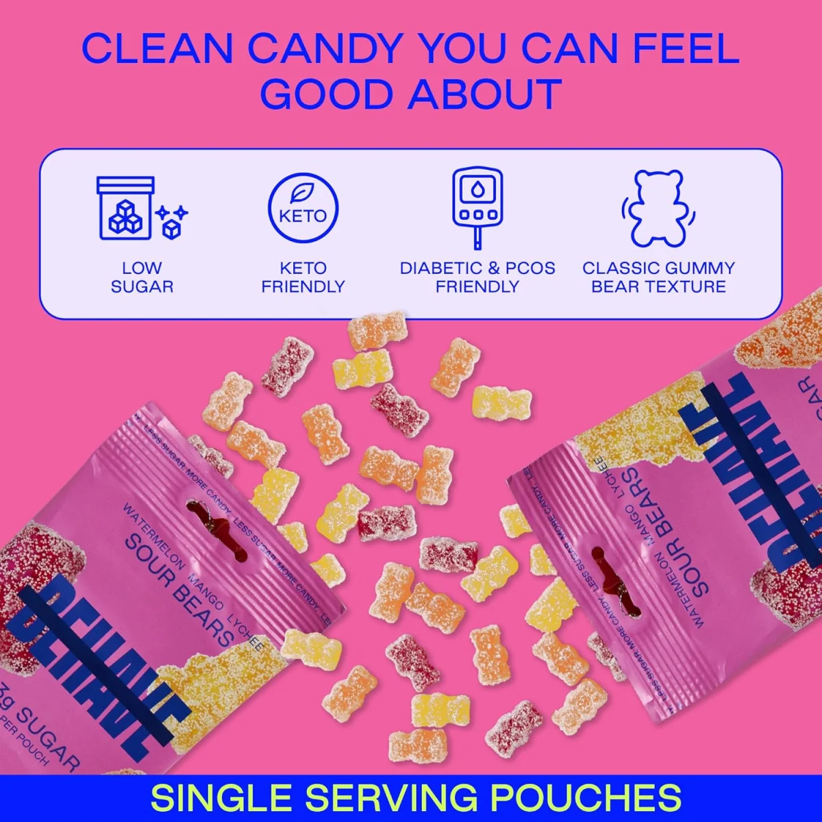 BEHAVE Low Sugar Gummy Candy, Sour Stars