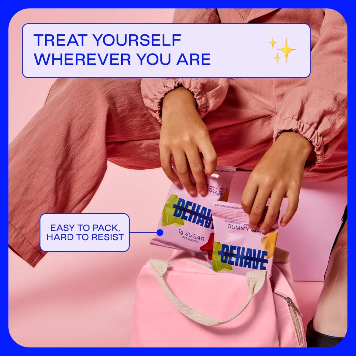 BEHAVE Low Sugar Gummy Candy, Sweet Stars Raspberry Pineapple Apple