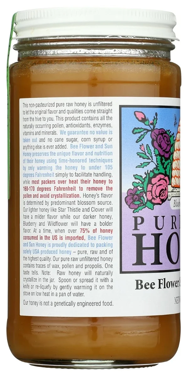 Bee Flower & Sun Honey Co. Pure Raw Blueberry Blossom Honey - 1 lb
