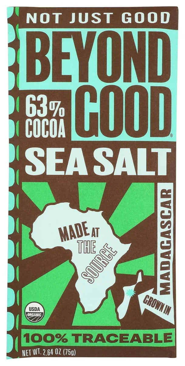 Beyond Good Organic 72% Sea Salt & Nibs Microbatch Chocolate Bar - 2.12 oz