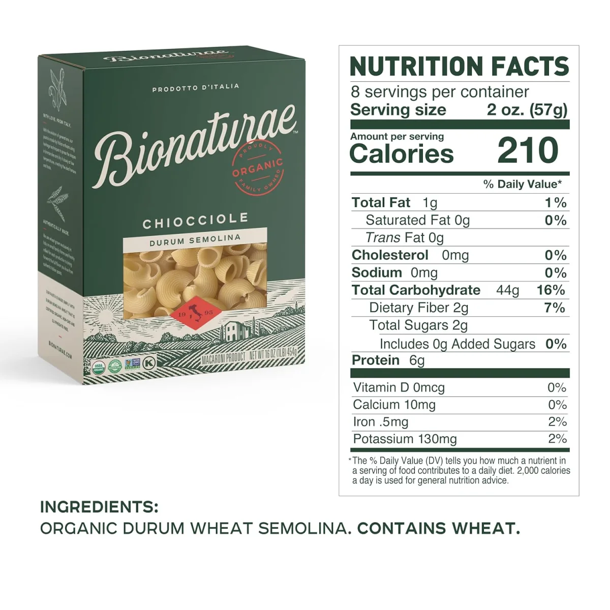 Bionaturae Organic 100% Durum Semolina Chiocciole Pasta - 16 oz