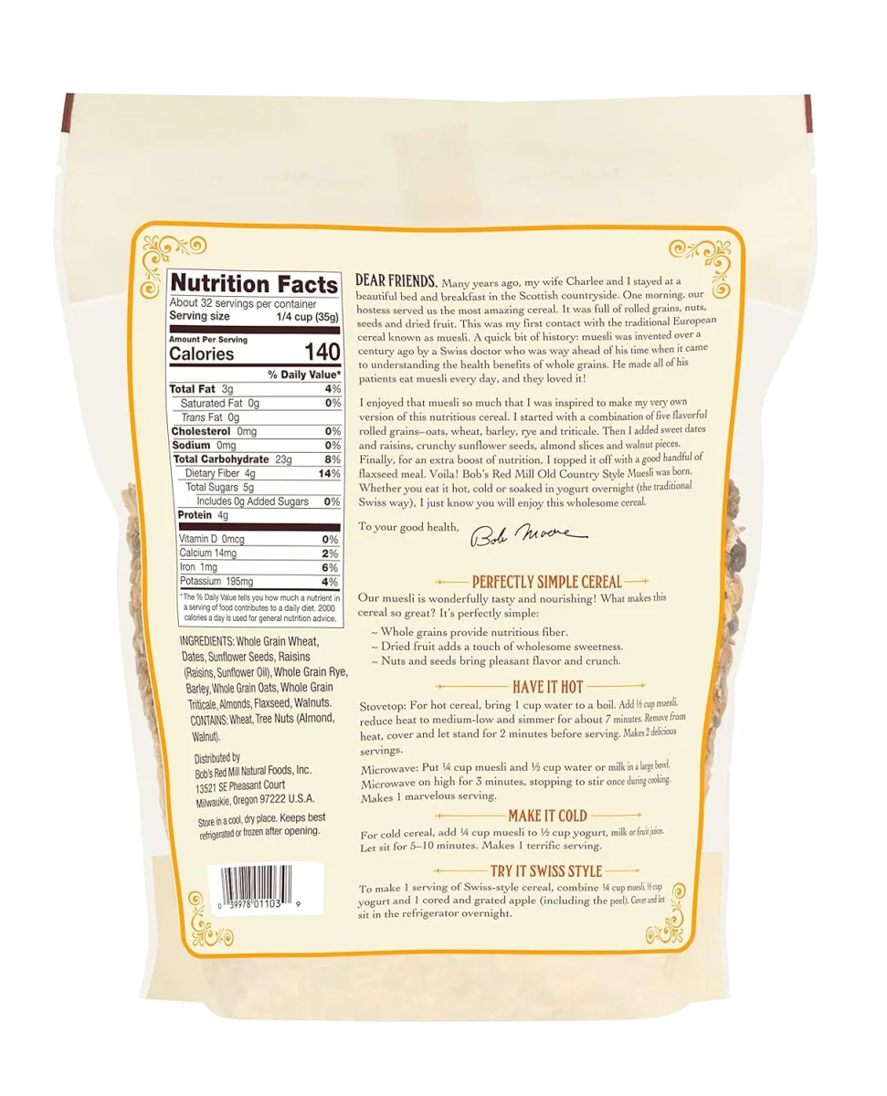 Bob's Red Mill Whole Grain Old Country Muesli Cereal - 40 oz