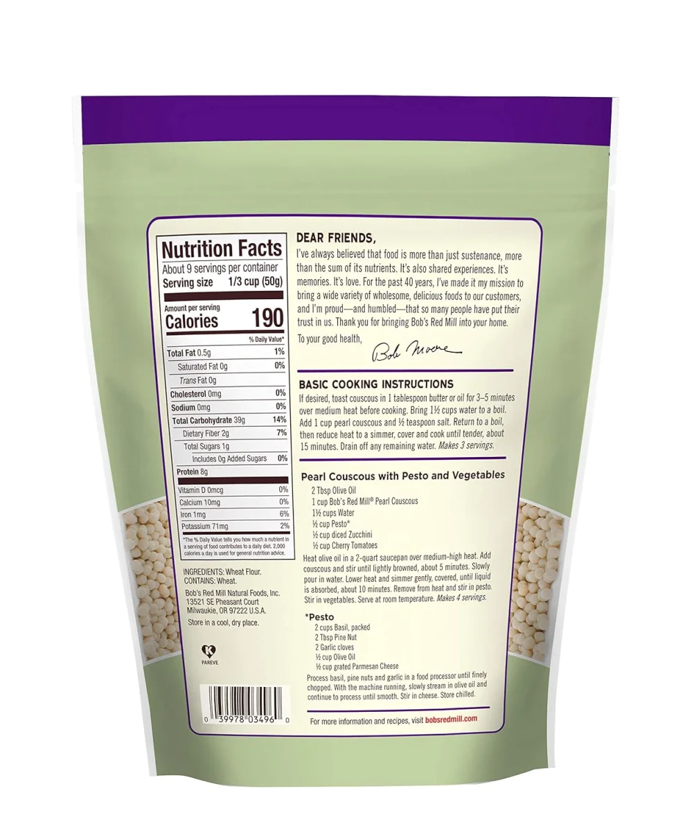 Bob's Red Mill Traditional Pearl Couscous, Resealable Pouch - 16 oz