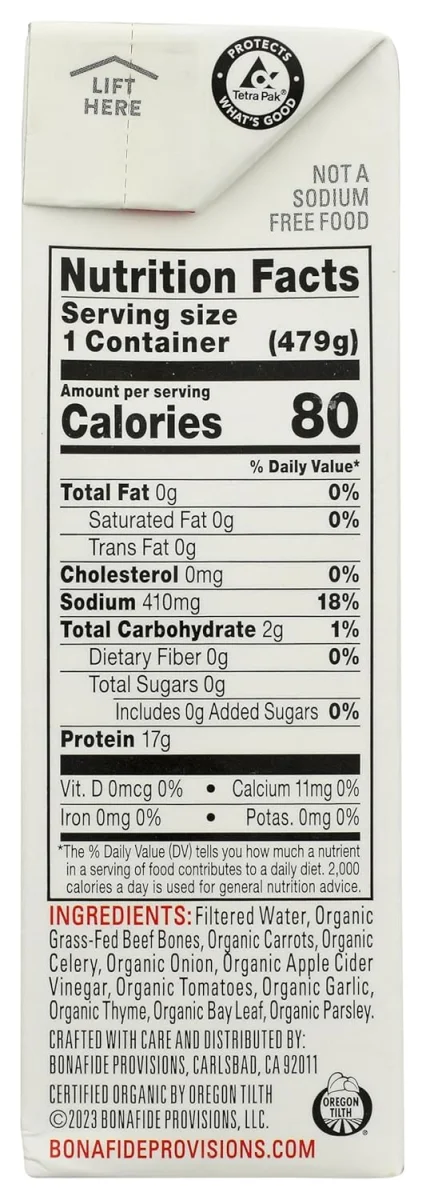 Bonafide Provisions Organic No Salt Added Beef Bone Broth - 16.9 oz