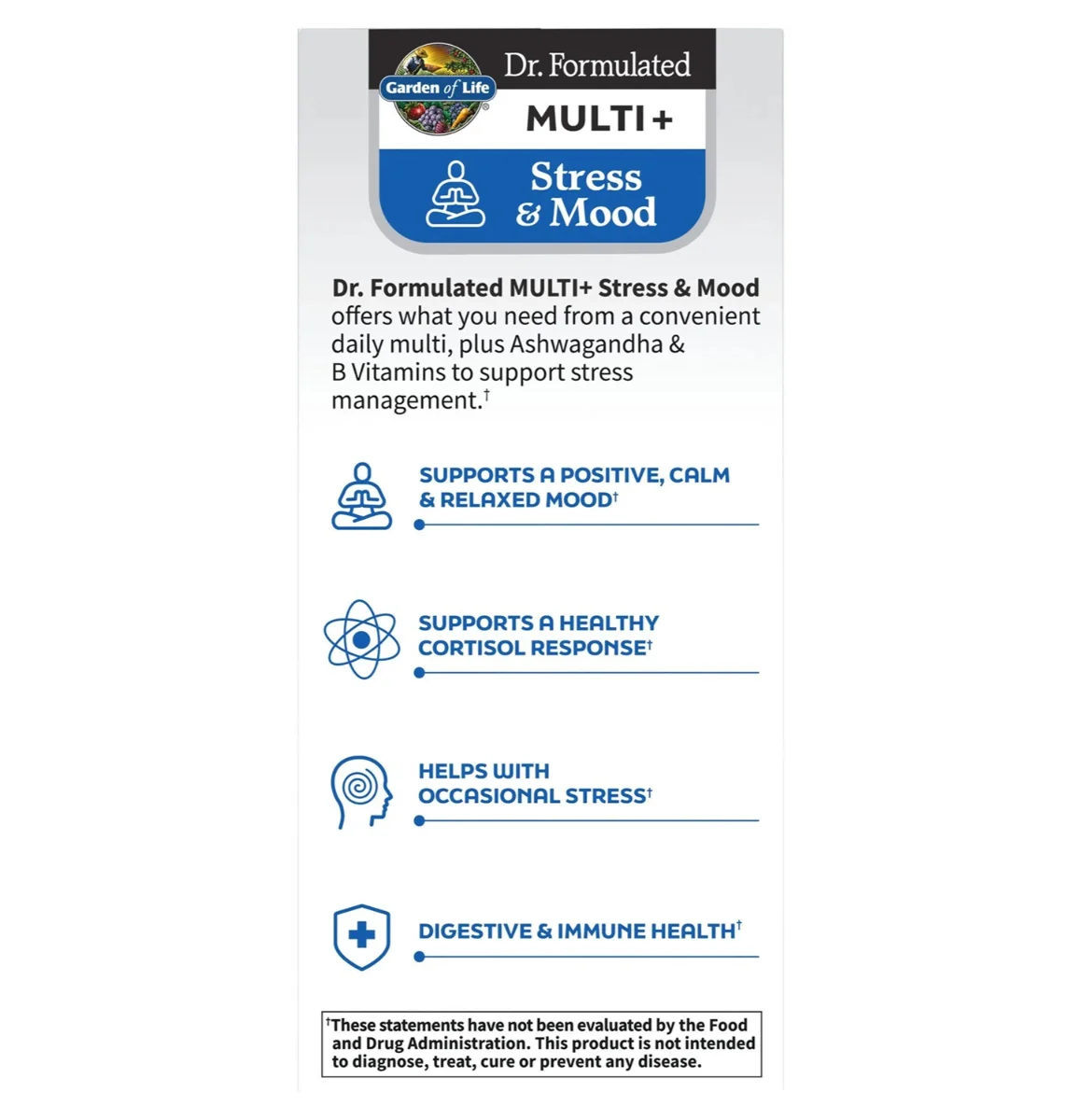 Garden of Life, Dr. Formulated Multi+, Stress & Mood, 60 Capsules