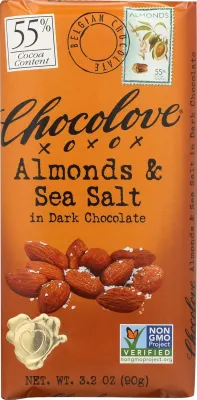 Chocolove Dark Chocolate Bar, Almonds & Sea Salt - 3.2 oz