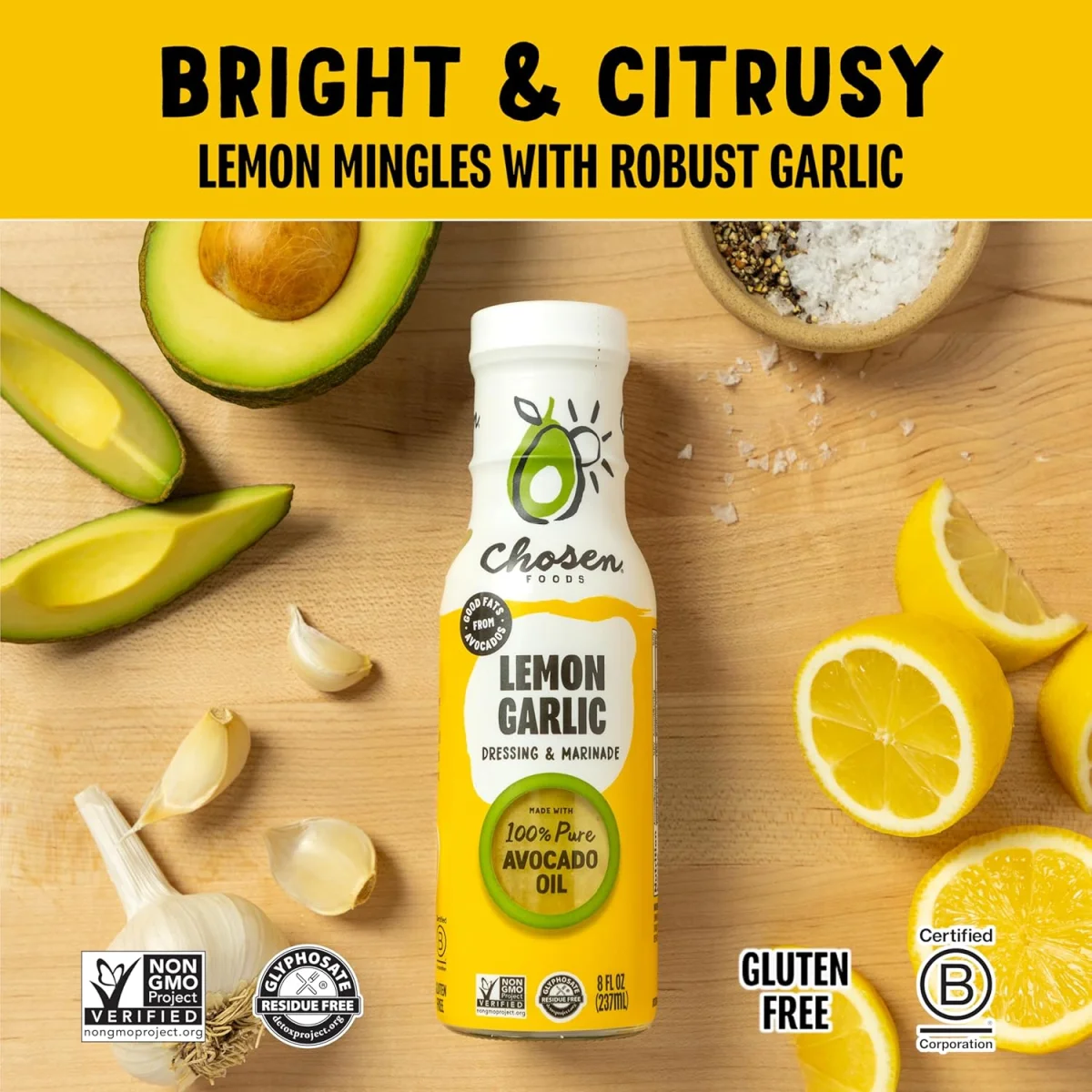 Chosen Foods Gluten Free Lemon Garlic Dressing & Marinade - 8 oz