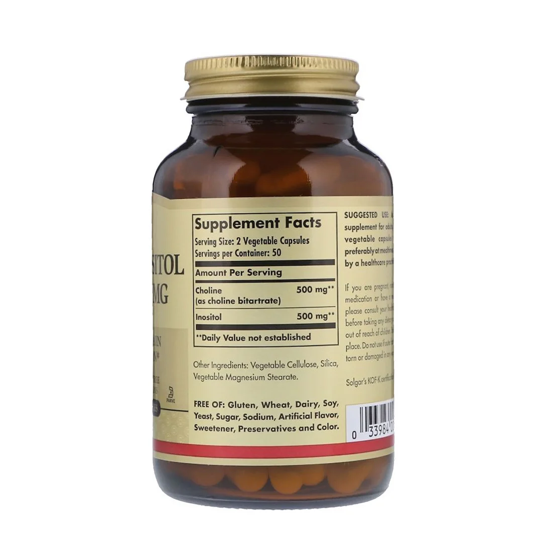 Solgar Choline Inositol - 500 mg - 100 Vegetable Capsules