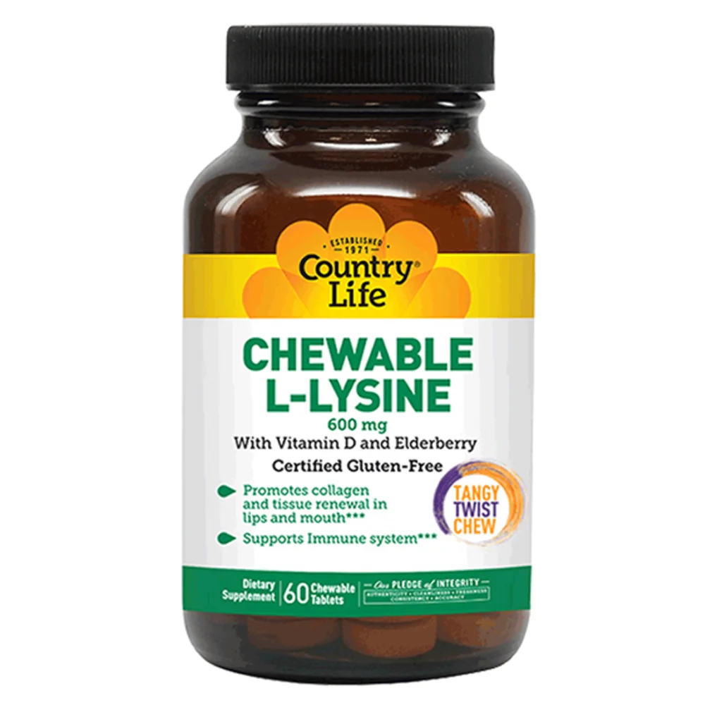 Country Life Chewable L-Lysine 600mg 60 Chew Tabs
