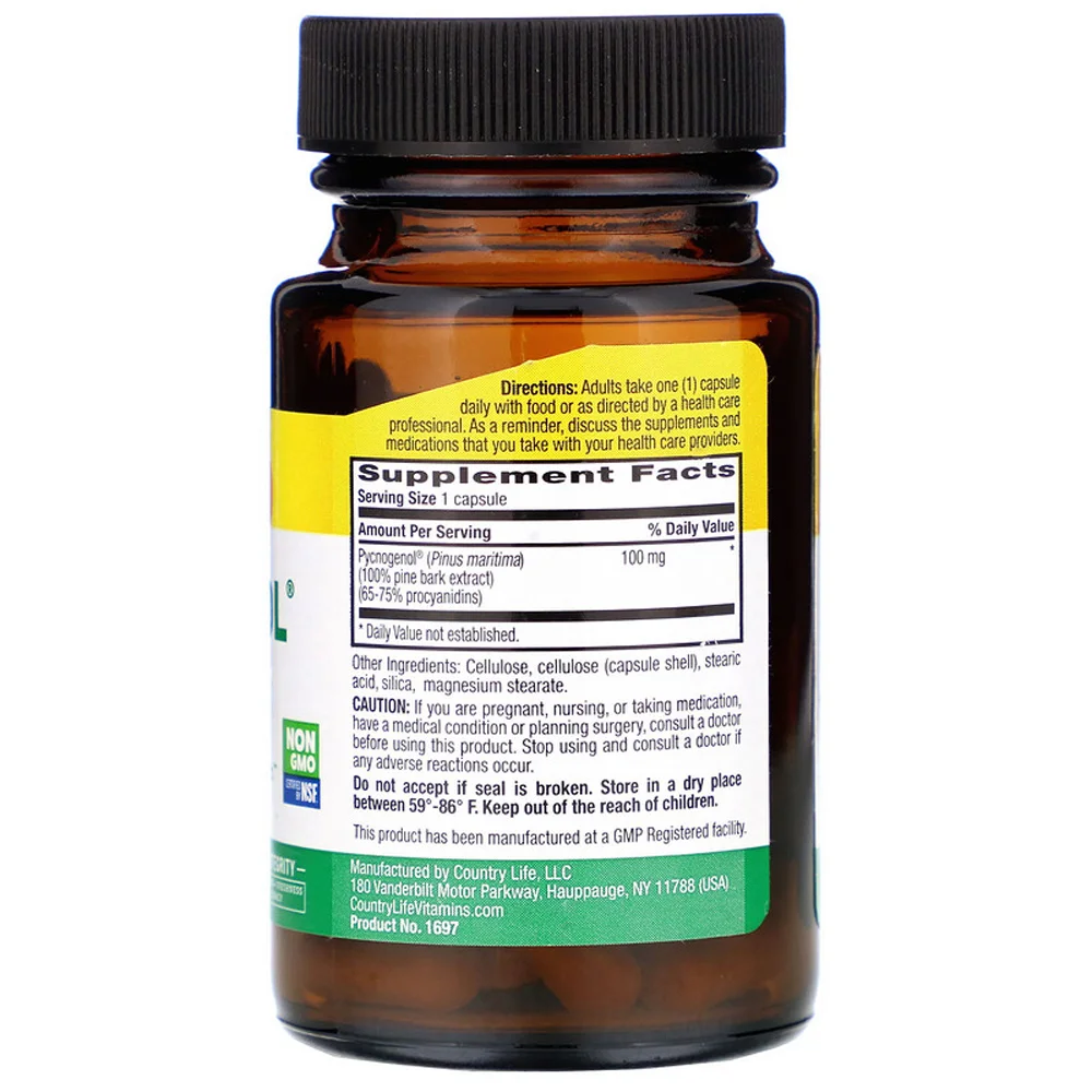 Country Life Pycnogenol Certified Gluten-Free - 100 mg - 30 Vegan Capsules