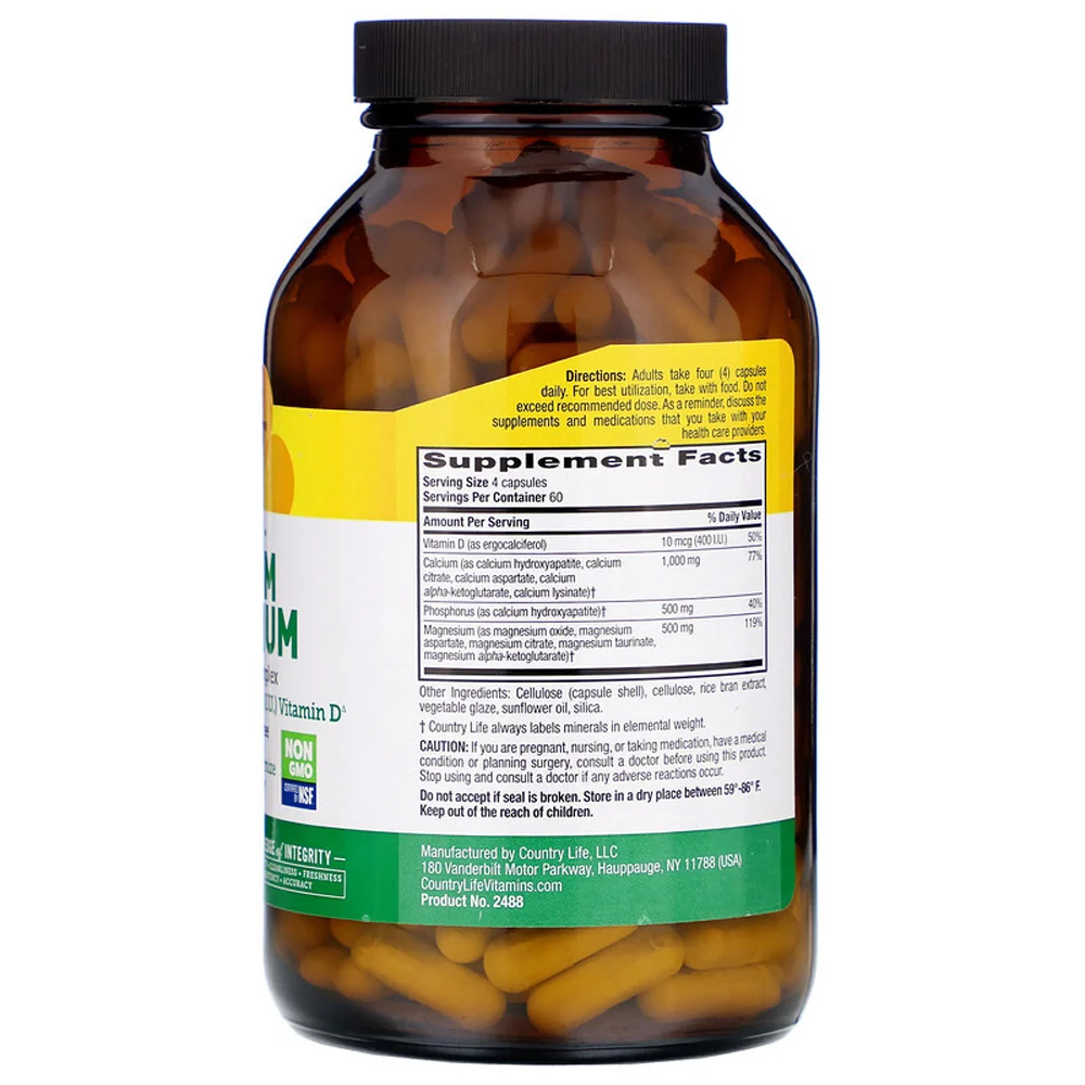 Country Life Calcium-Magnesium with Vitamin D Complex - 240 Vegan Capsules
