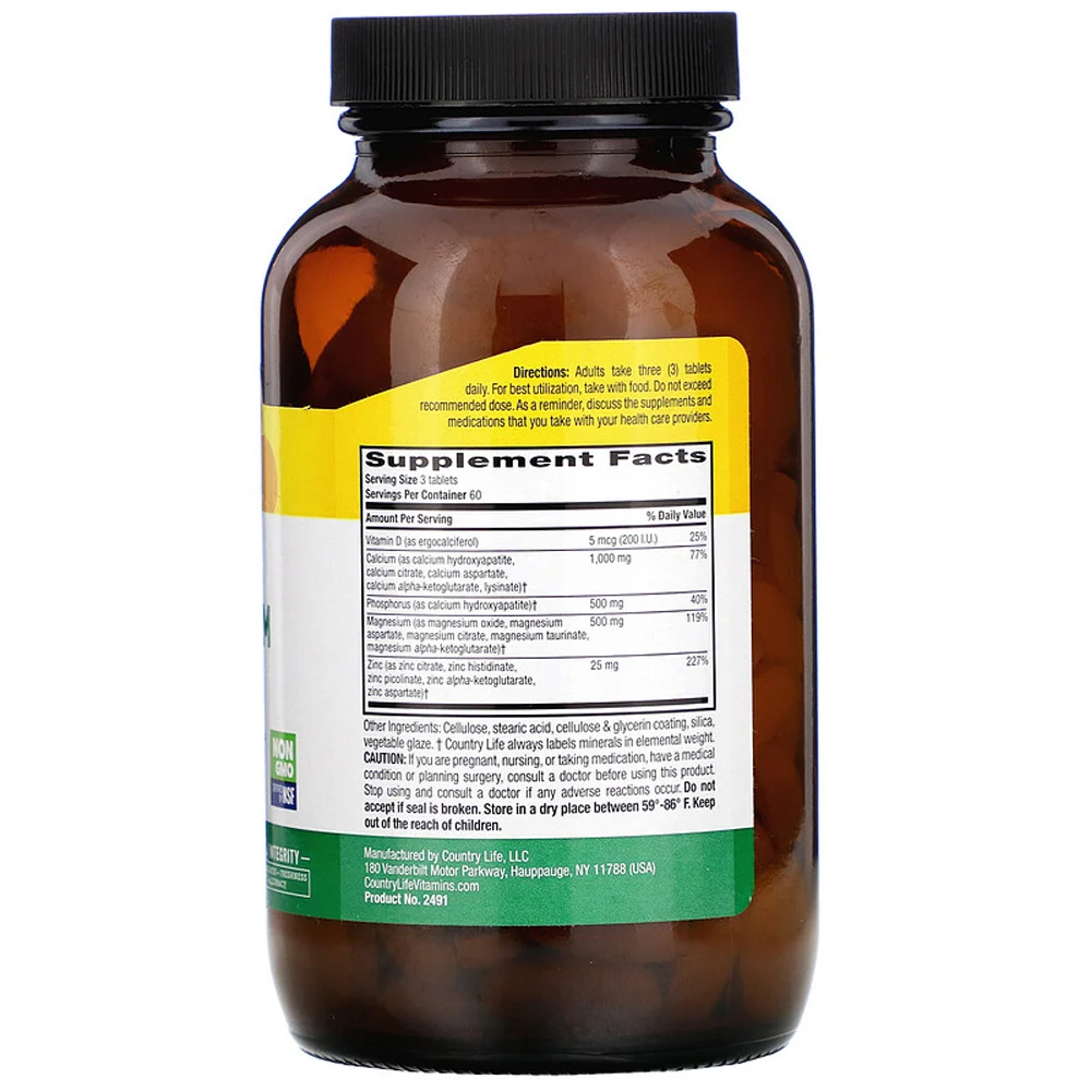 Country Life Target-Mins Calcium Magnesium Zinc with Vitamin D - 180 Tablets