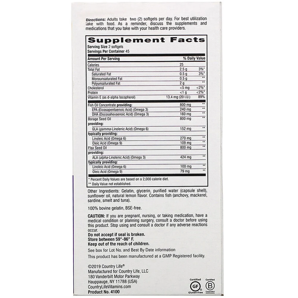 Country Life Ultra Concentrated Omega™ 3 6 9 - 90 Softgels