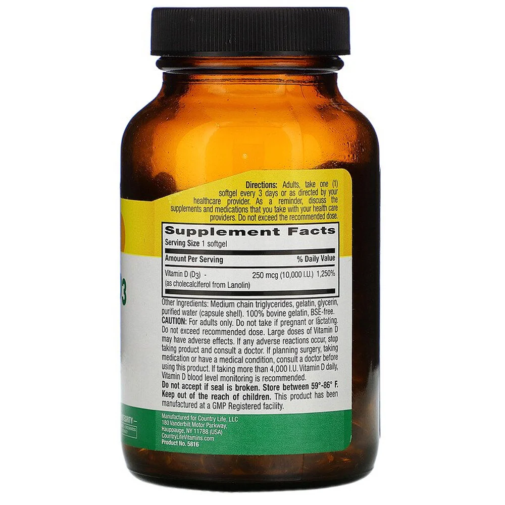 Country Life Vitamin D3 - 10000 IU - 200 Softgels