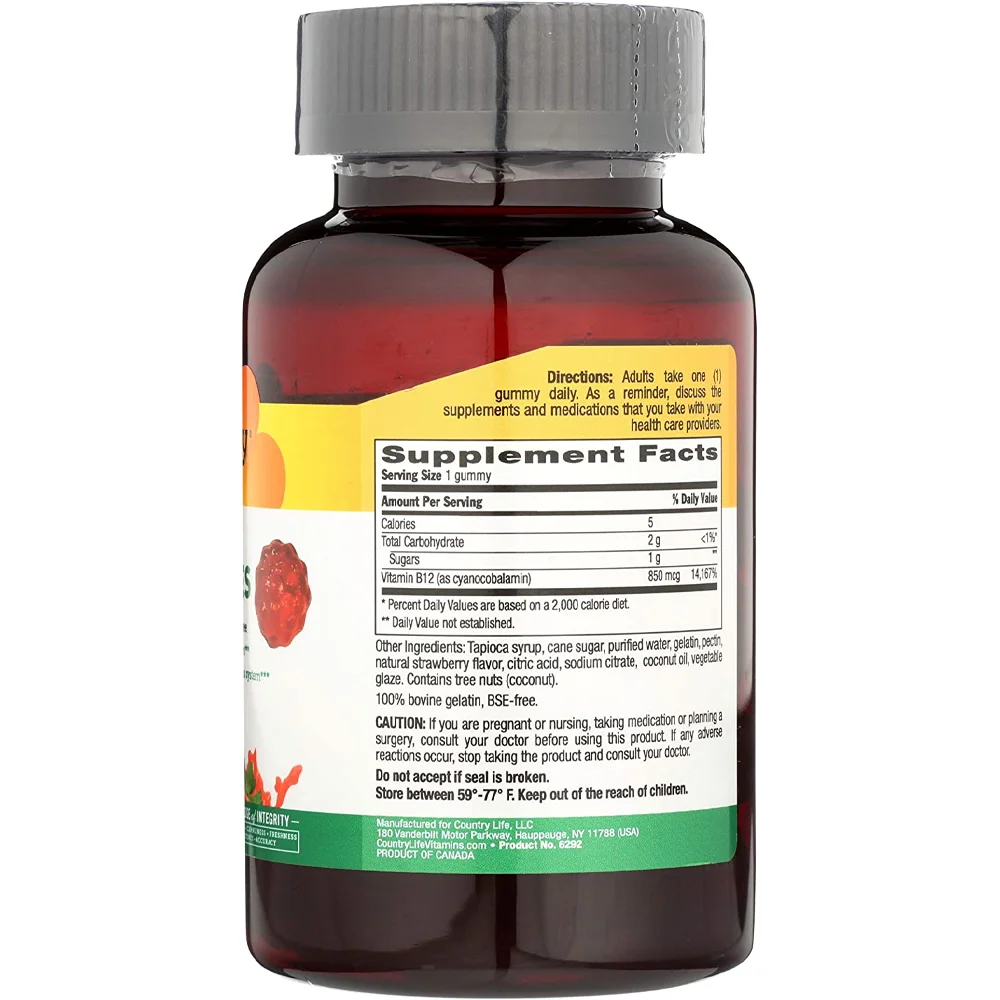 Country Life B12 Gummies Strawberry - 850 mcg - 60 Gummies