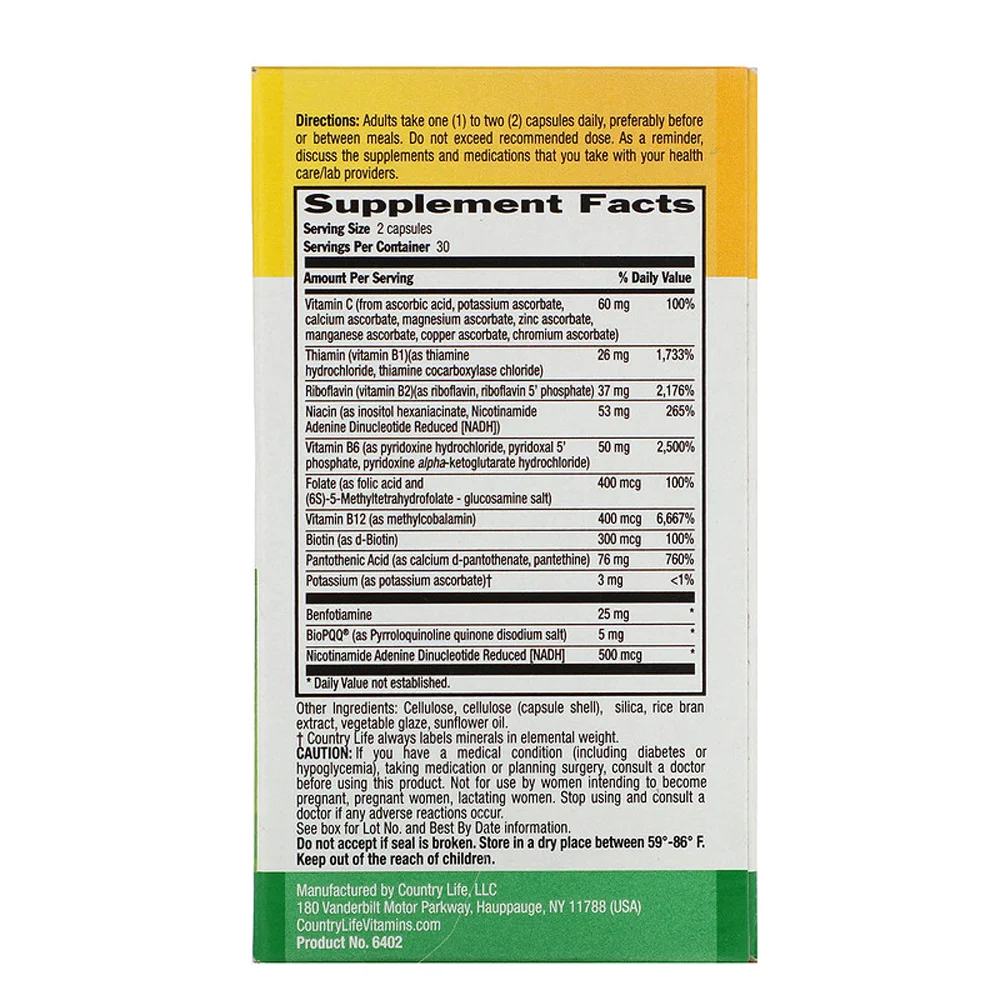 Country Life Coenzyme B-Complex Advanced 60 Vegetarian Capsules