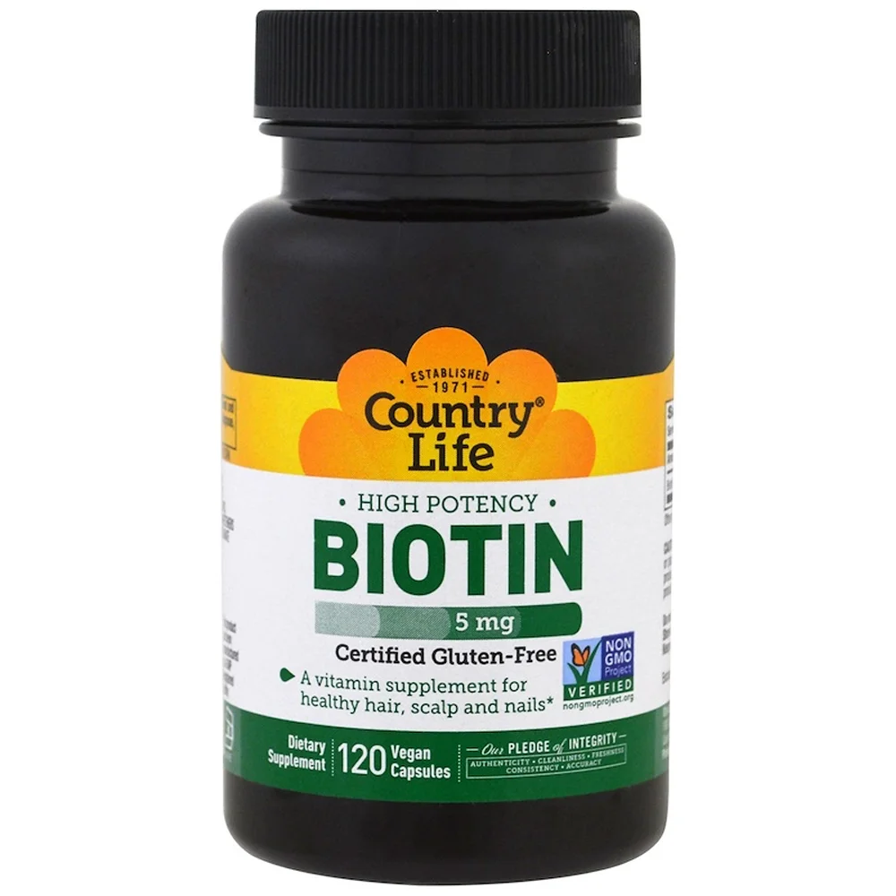 Country Life High Potency Biotin - 5 mg - 120 Vegan Capsules