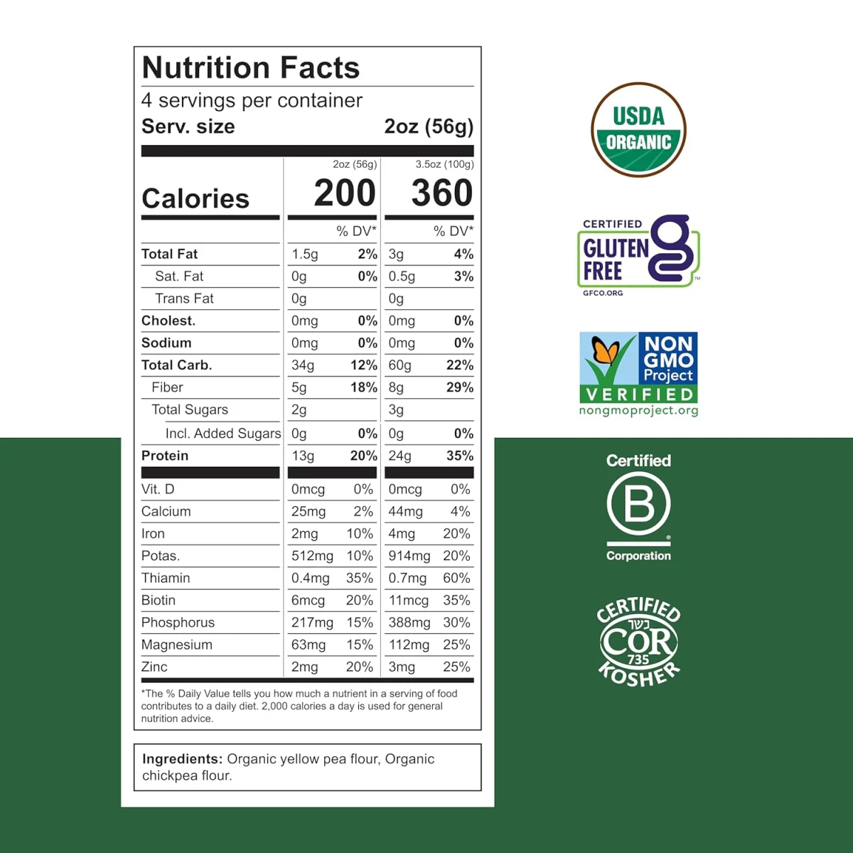 Chickapea Organic Spirals Pasta - 8 oz