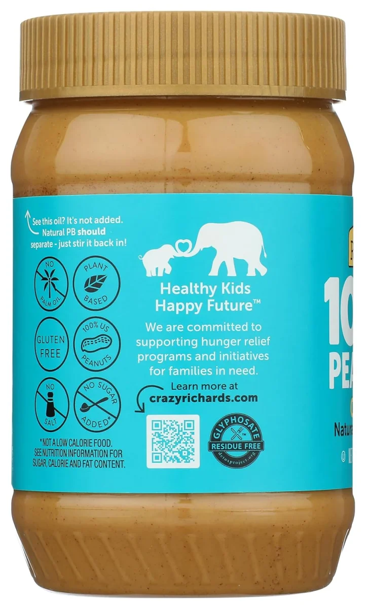 Crazy Richard's 100% All-Natural Vegan Peanut Butter, Creamy & Crunchy