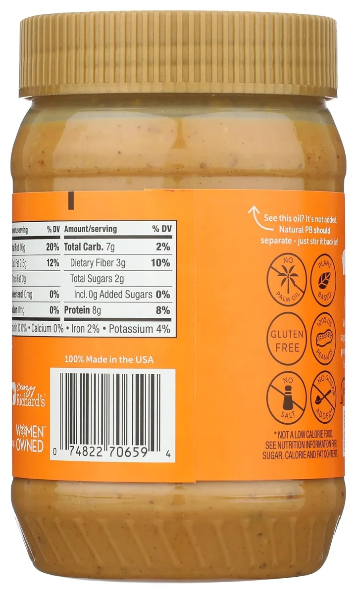 Crazy Richard's Natural Peanut Butter, Crunchy - 16 oz