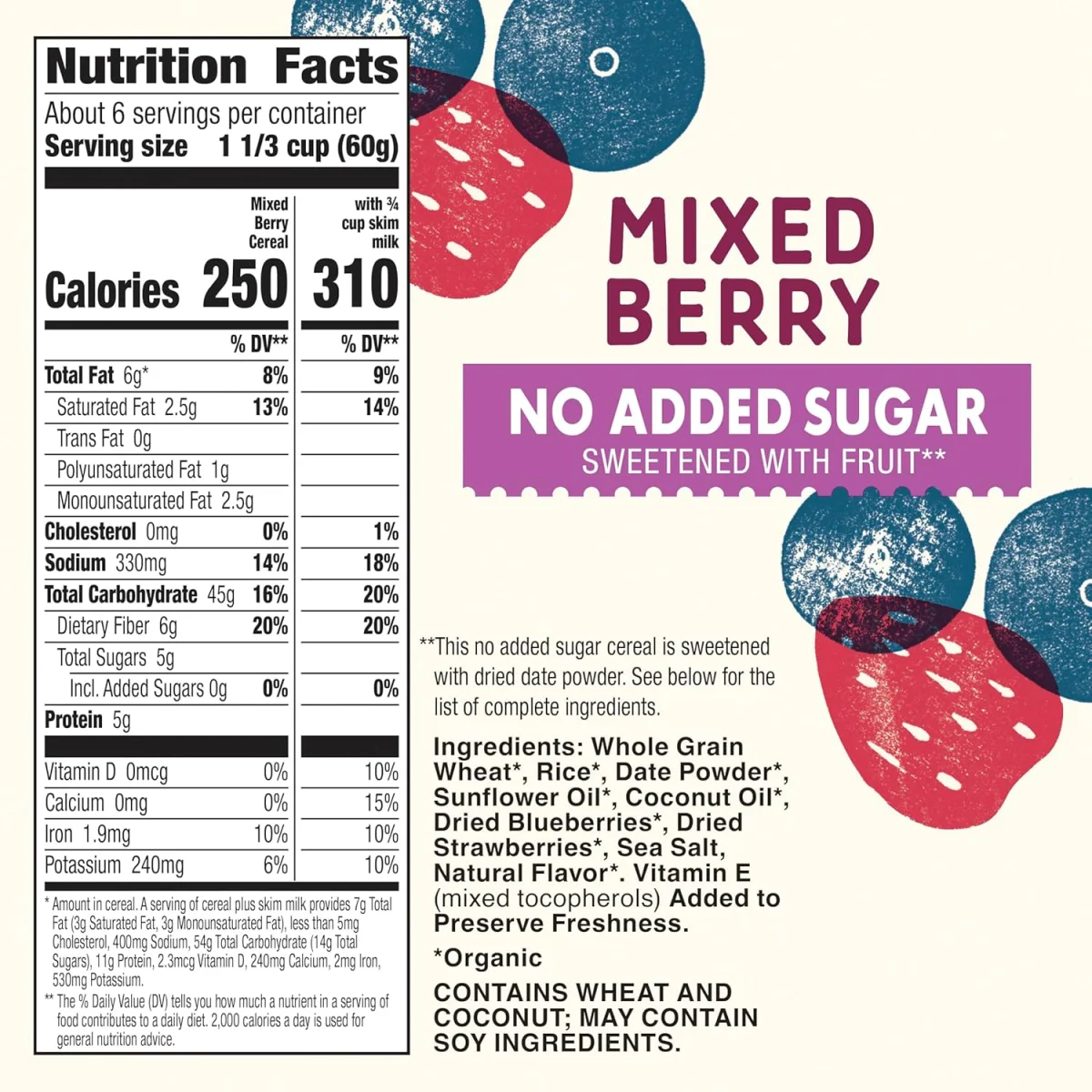 Cascadian Farm Organic Mixed Berry Cereal, No Added Sugar - 12.5 oz