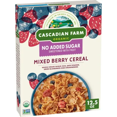 Cascadian Farm Organic Mixed Berry Cereal, No Added Sugar - 12.5 oz