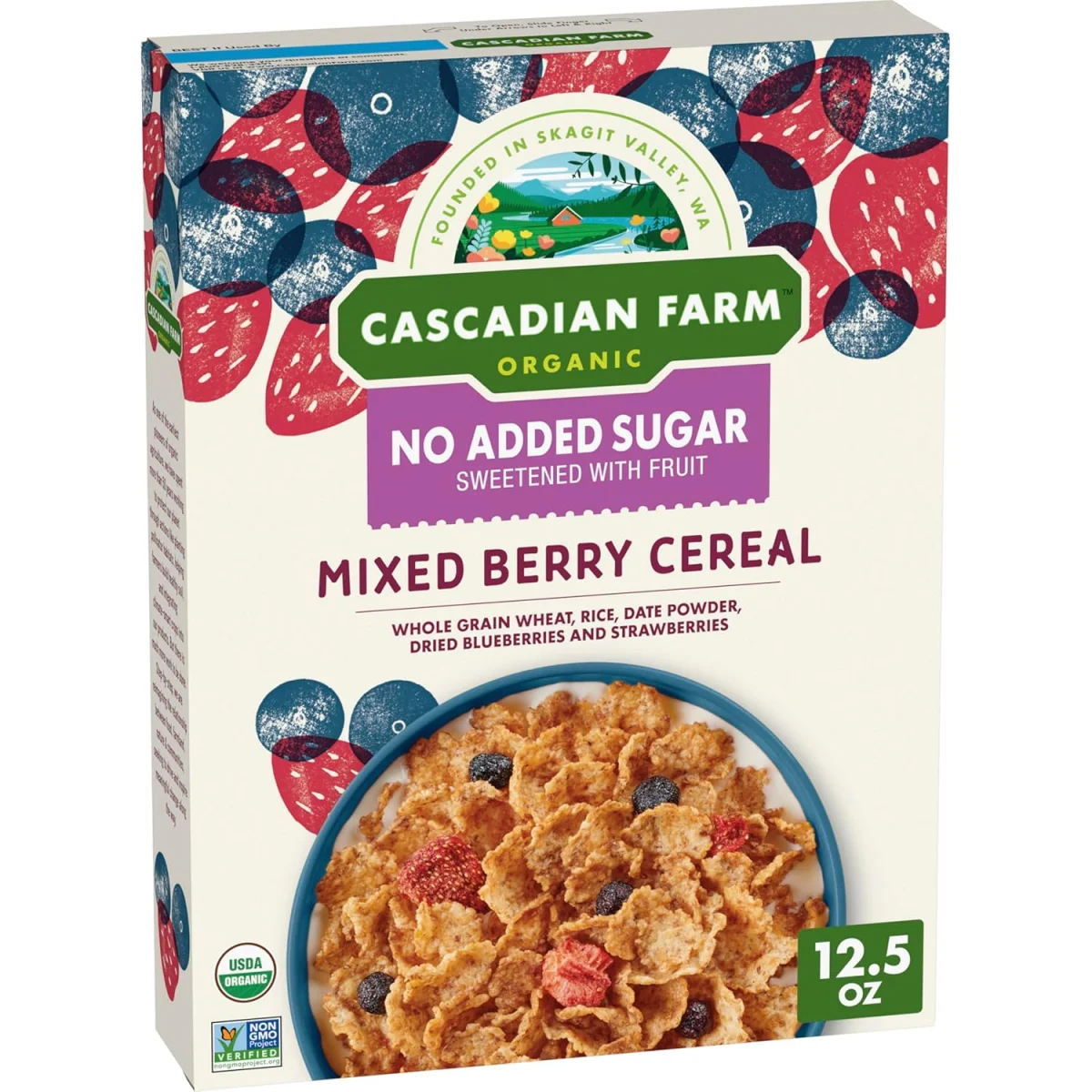 Cascadian Farm Organic Mixed Berry Cereal, No Added Sugar - 12.5 oz