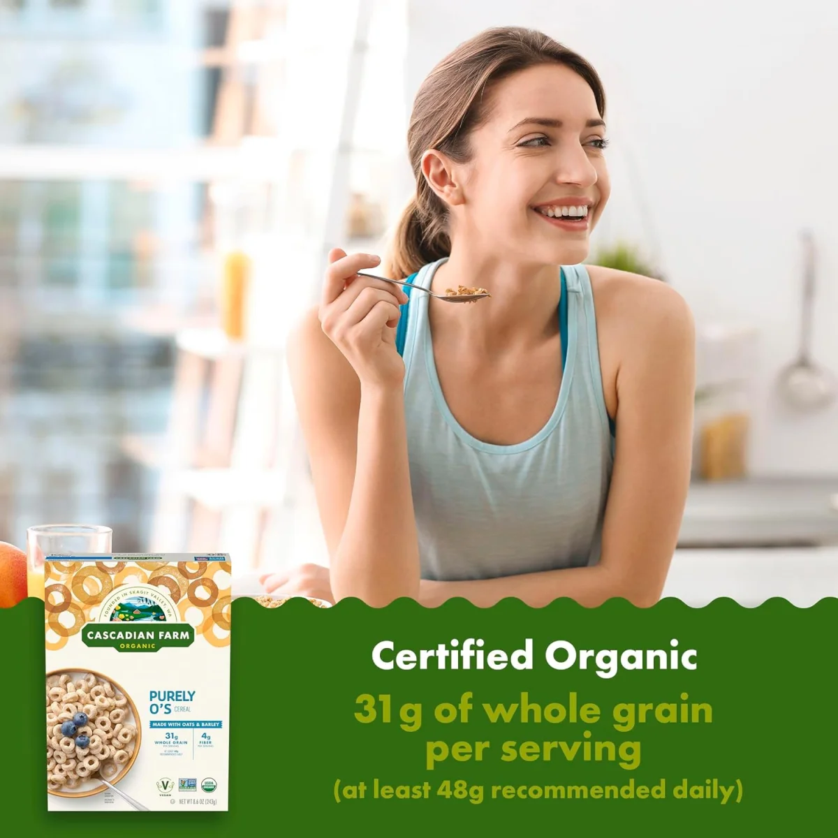 Cascadian Farm Organic Cereal, Purely O's - 8.6 oz