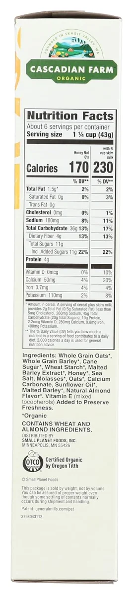 Cascadian Farm Organic Cereal, Honey Nut O's - 9.5 oz
