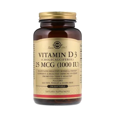 Solgar Vitamin D3 Cholecalciferol - 25 mcg - 250 Softgels